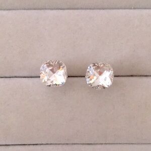Classic Clear + Silver Cushion Cut Crystal Earrings